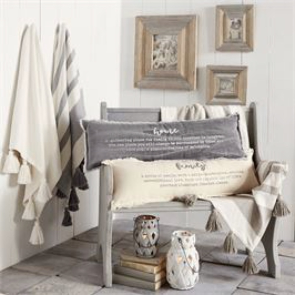Mud Pie White Tassel Throw